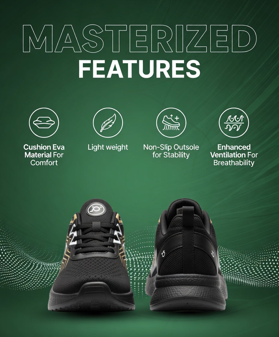HAWK Black Mens Stylish Sports shoes for GenZ
