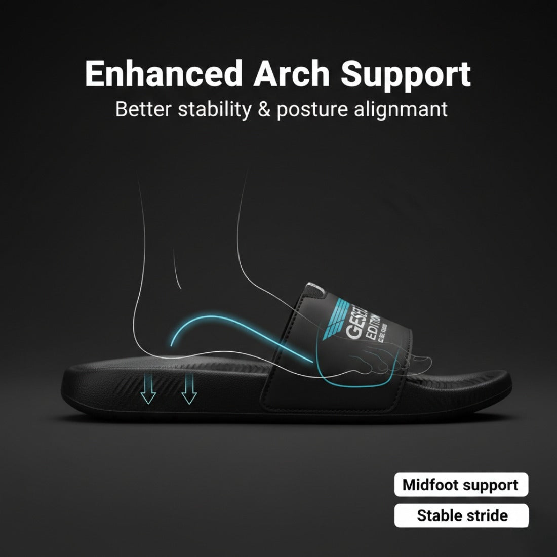 Stylish Genz Jawa Black Cushion Slides