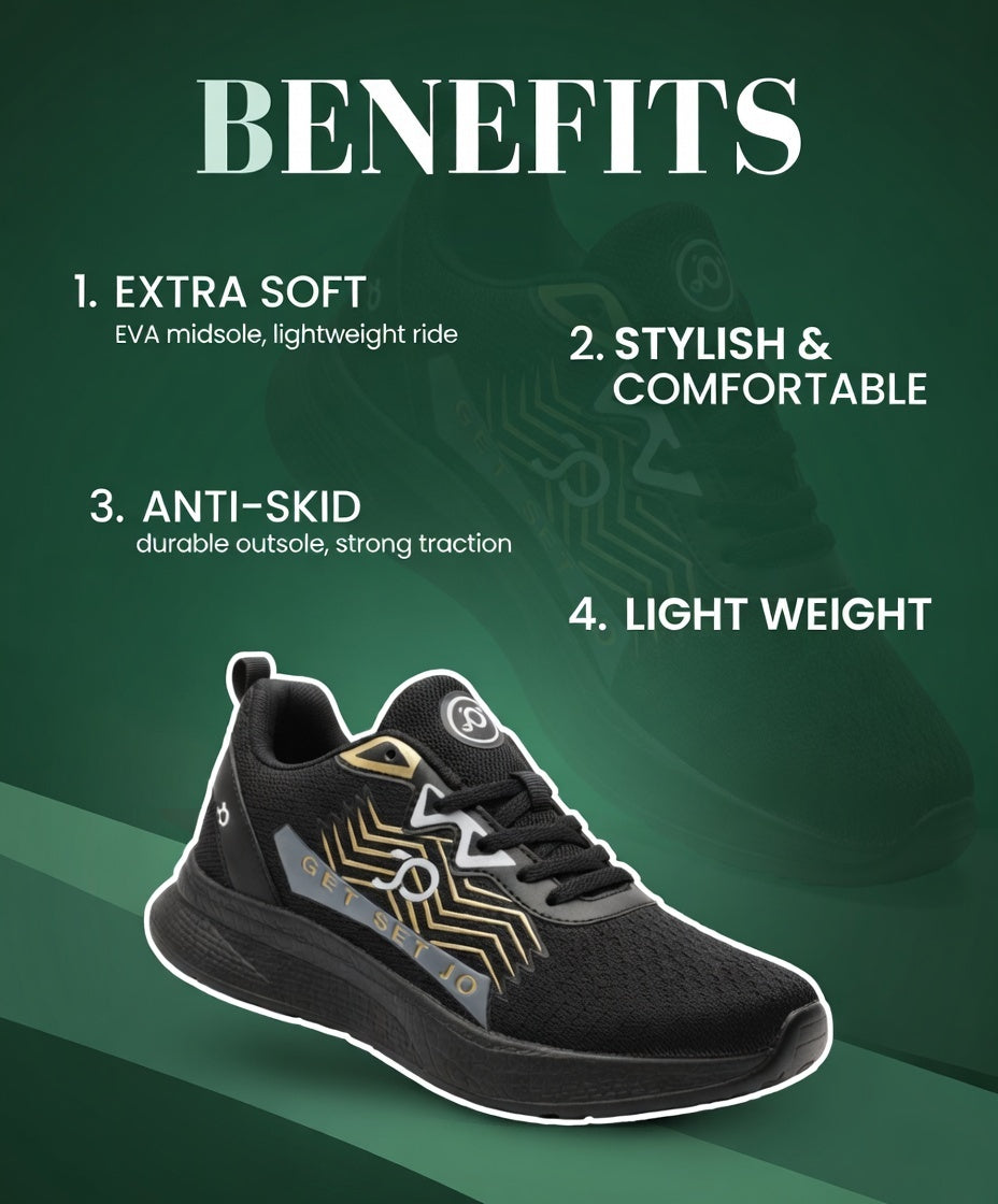 HAWK Black Mens Stylish Sports shoes for GenZ