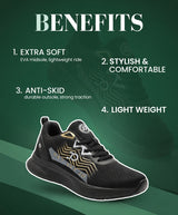 HAWK Black Mens Stylish Sports shoes for GenZ