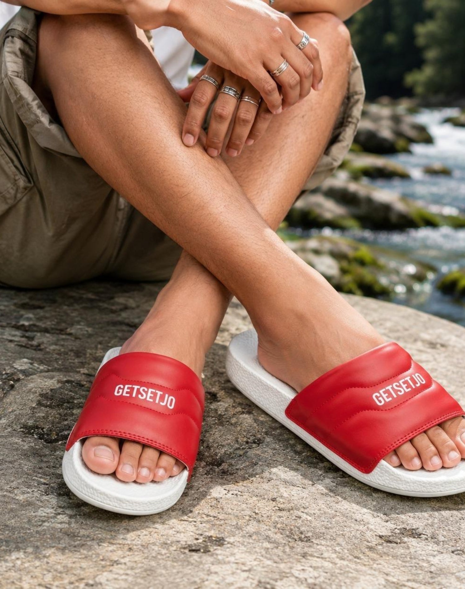 Jootiyapa Algo Red Cushion Slides – Soft-Step Comfort Jootiyapa