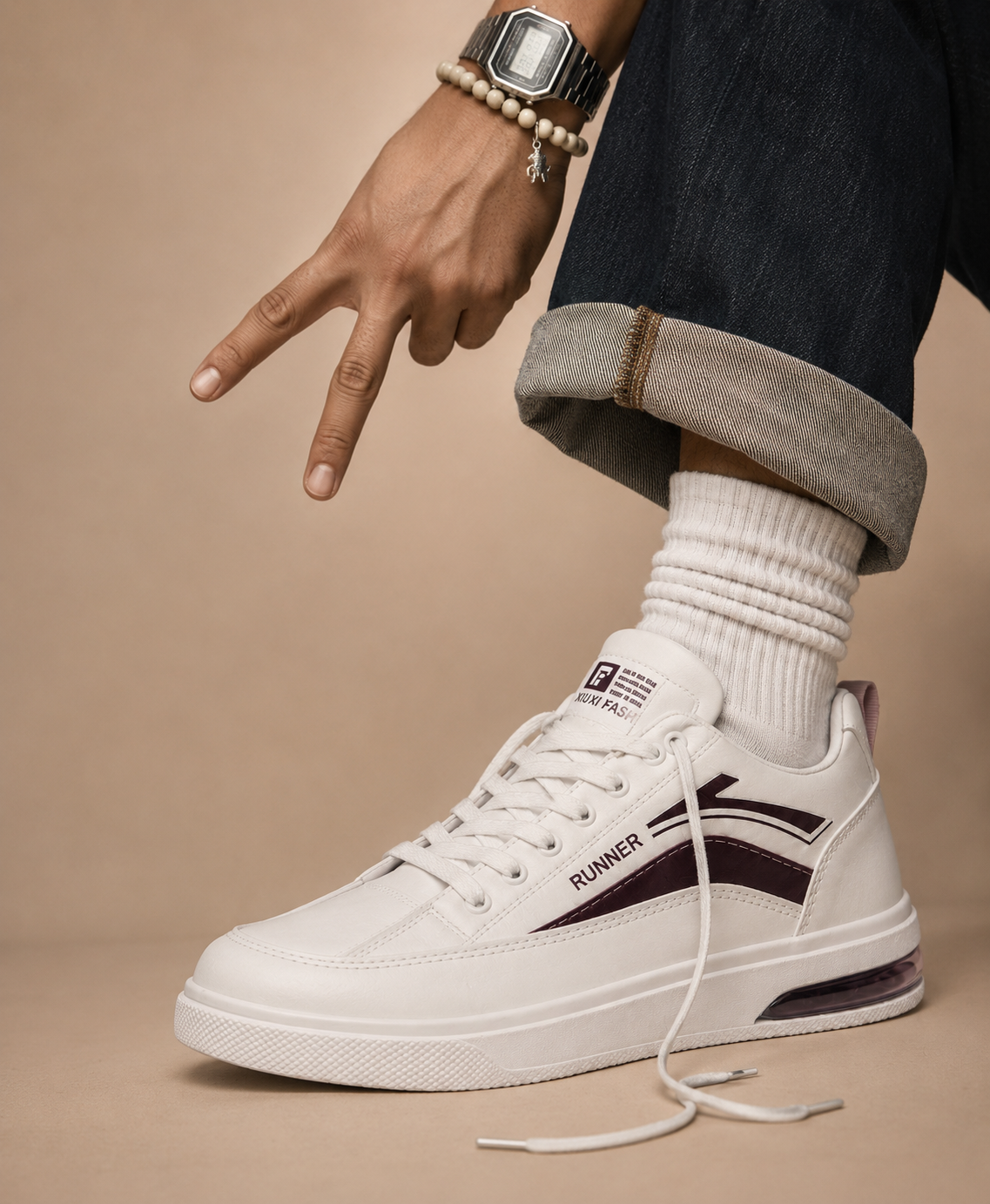 Jootiyapa Roxx Beige Sneakers – Trending Runner Style Jootiyapa