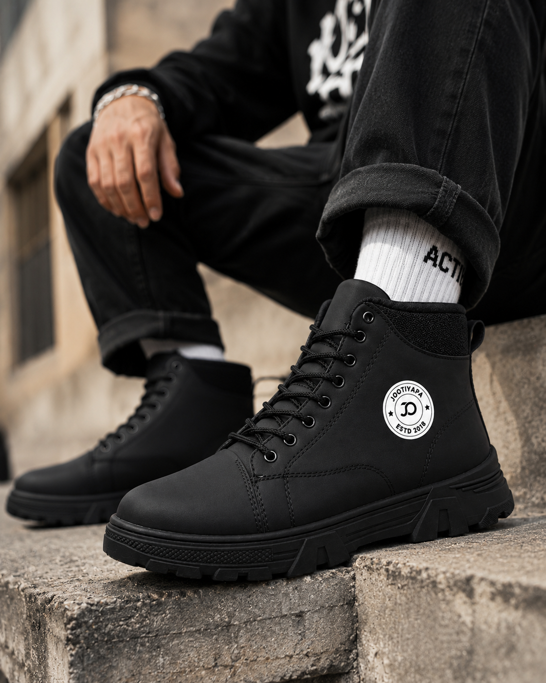 Black High-Top Boot