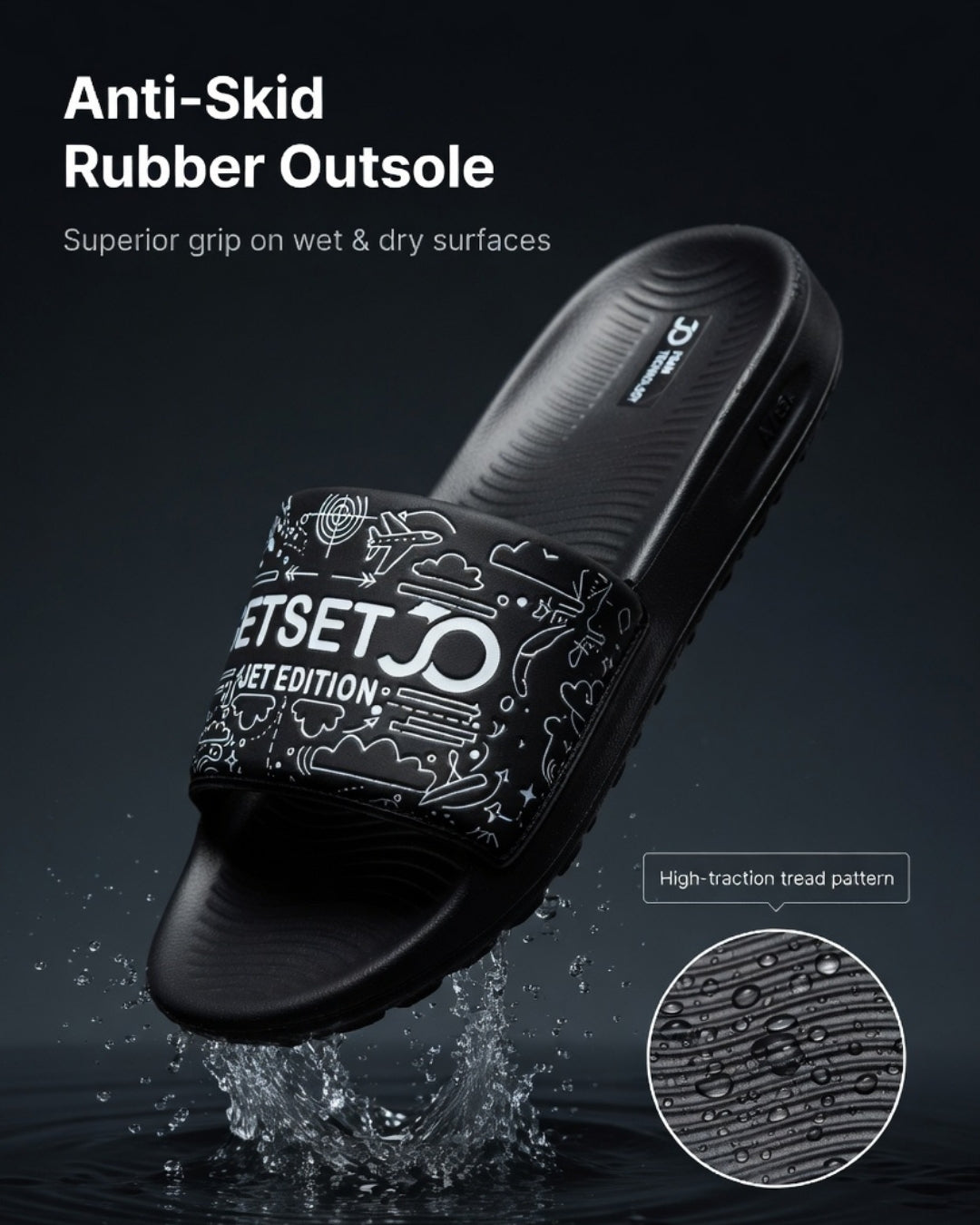 Stylish Genz Black Cushion Slides