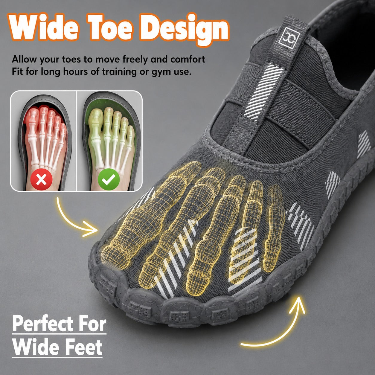 Oxygen Grey wide toe shoes for men